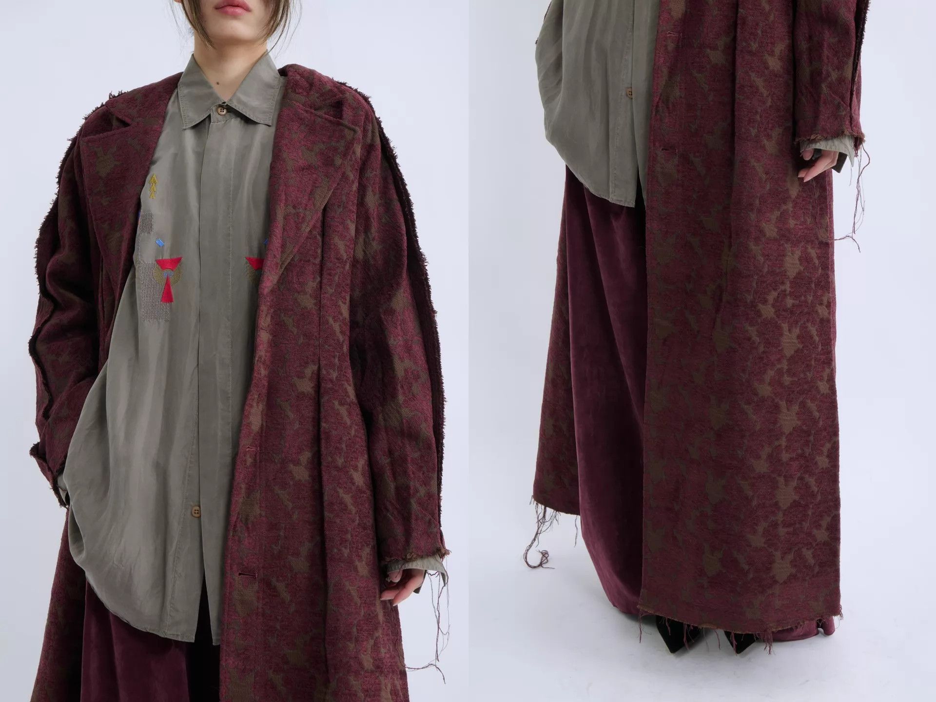 Other OUDE WAAG 21AW Deep Wine Dropped Shoulder Jacquard Coat L Size L / US 10 / IT 46 - 6 Thumbnail