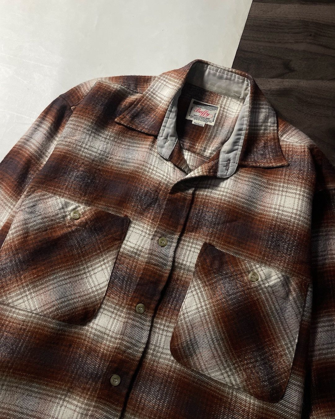 Japanese Brand Flannel Shirt Wool Veterano BAFFY Size M fit XL Size US M / EU 48-50 / 2 - 4 Thumbnail