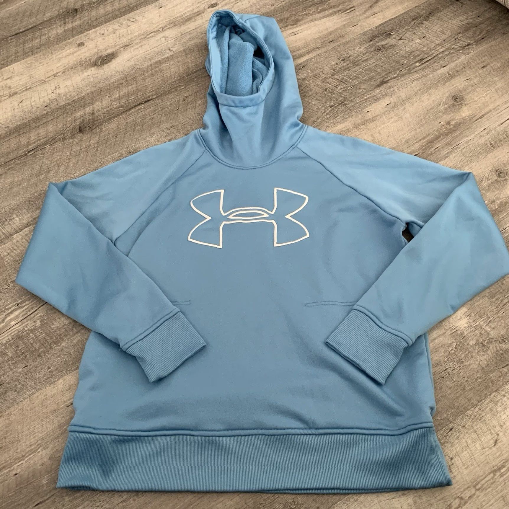 Under Armour Under Armour Hooded Pullover Womens L Blue Logo Hoodie Athletic Activewear SweatshirtPullover Fleece 100% Polyester Size L / US 10 / IT 46 - 7 Thumbnail