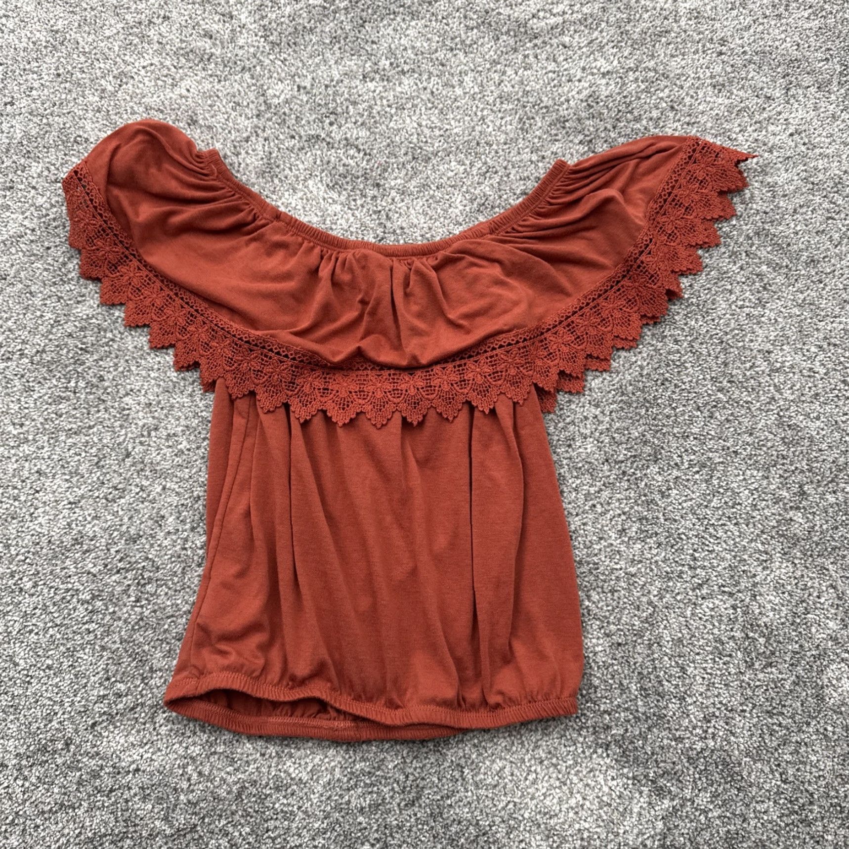 Vintage VINTAGE Boho Off Shoulder Womens XS Lace Trim Cropped Peasant Top Cottagecore Retro Size XS / US 0-2 / IT 36-38 - 6 Thumbnail