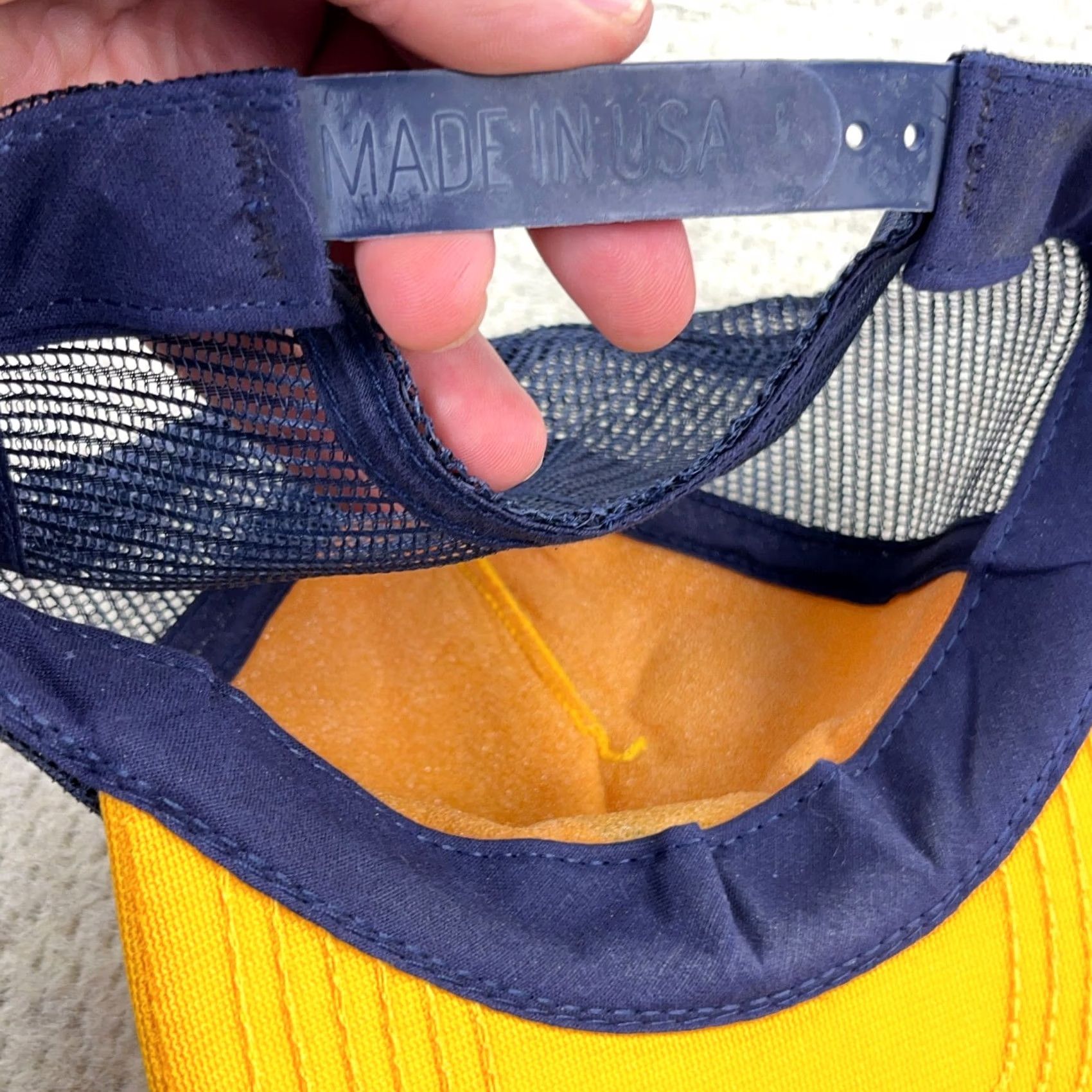 Vintage Revised Title: Vintage Lions Club Trucker Hat Cap Made In USA 80s 90s Yellow Blue Kaukauna Custom Size ONE SIZE - 3 Thumbnail