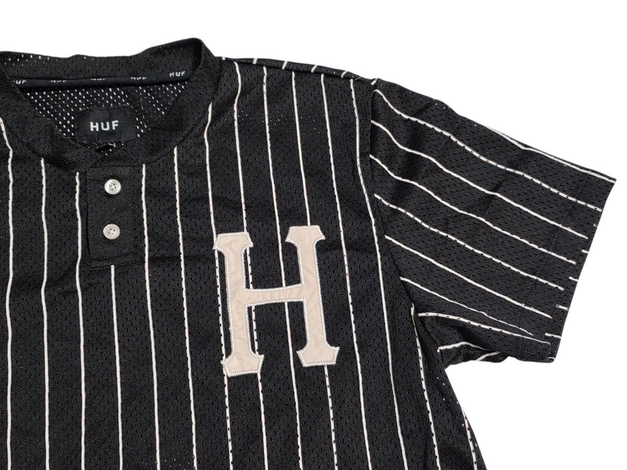 Huf HUF Black Pinstripe Henley Baseball Jersey Tee Size S Size US S / EU 44-46 / 1 - 2 Thumbnail