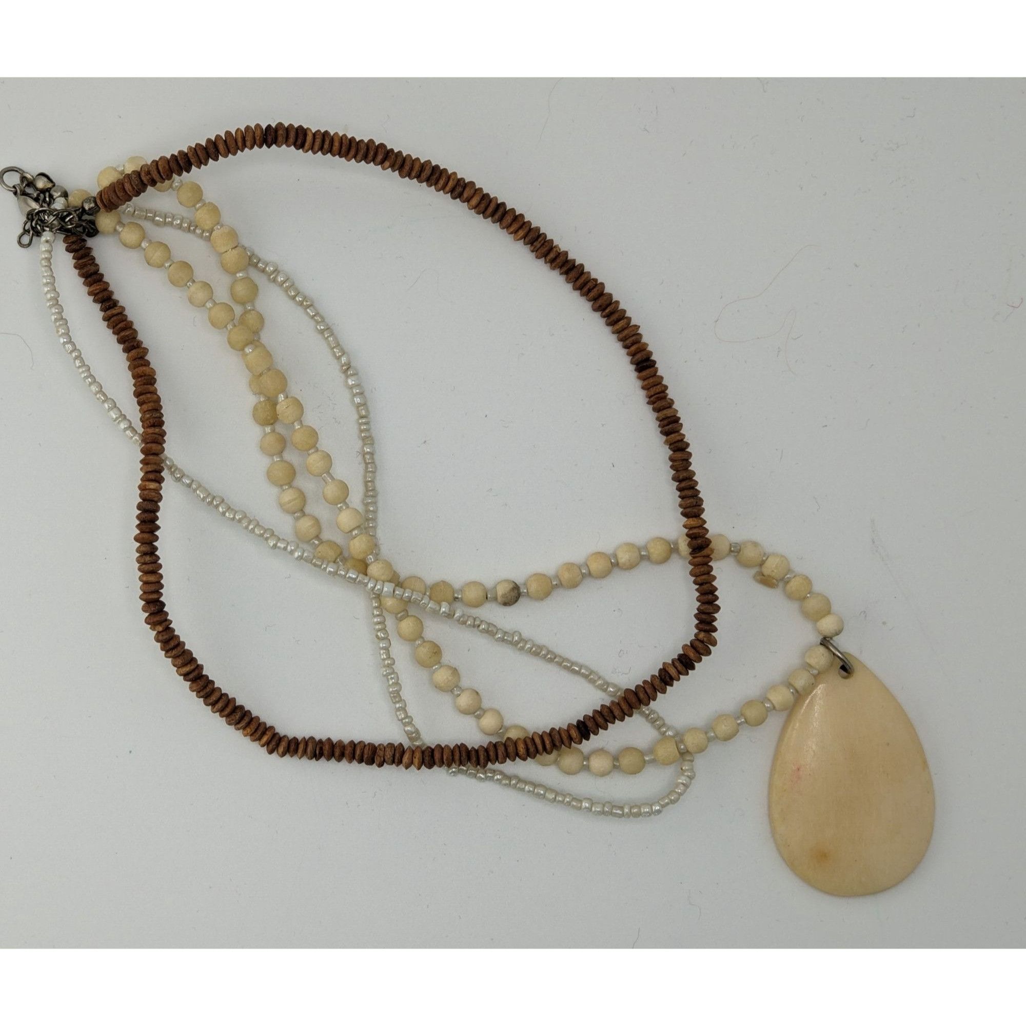 Other Vintage Boho Multi-Strand Necklace With Cream & Brown Beads Size ONE SIZE - 6 Thumbnail