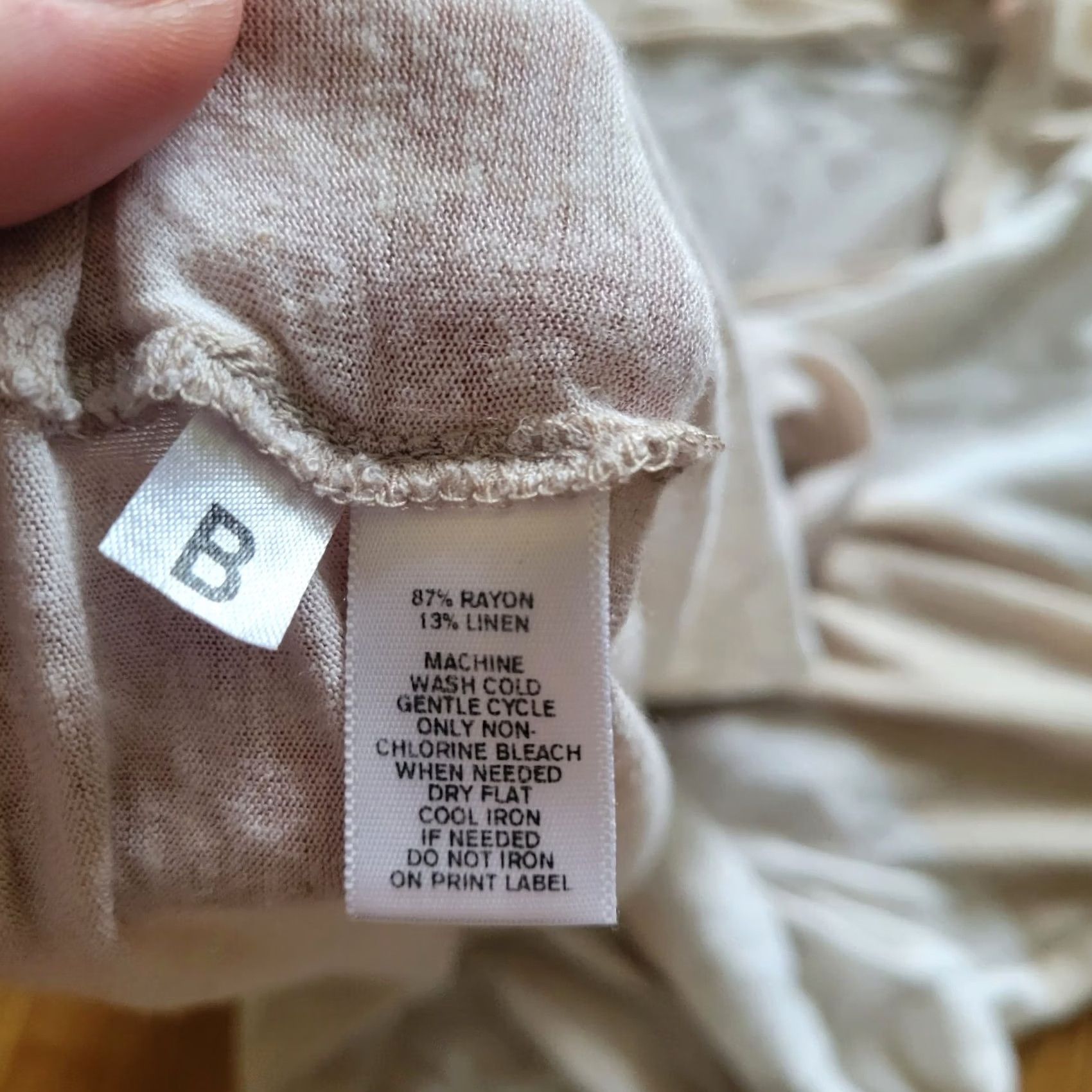 Ann Taylor LOFT Shirt Womens M Beige White Striped Linen Blend 3/4 Sleeve Top Regular Fit Womens Size M / US 6-8 / IT 42-44 - 2 Thumbnail