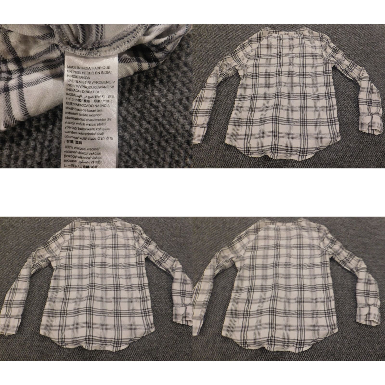 Calvin Klein Calvin Klein Blouse Women S Gray Plaid Crew Neck Long Sleeve Pullover Casual Viscose Rayon Regular Stretch Classic Basic Size S Size S / US 4 / IT 40 - 8 Thumbnail