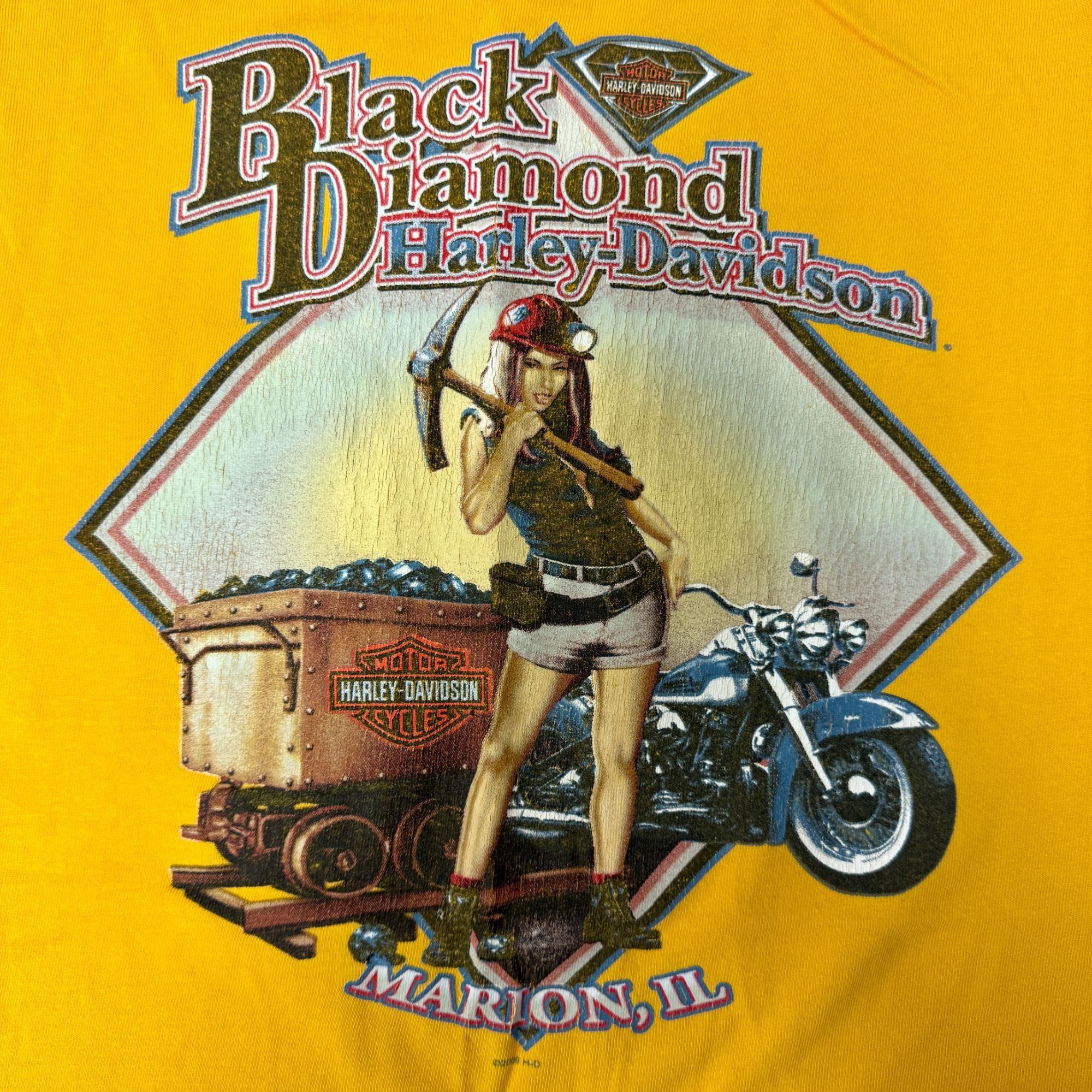 Harley Davidson H-D BLACK DIAMOND Marion IL Biker PINUP Coal Miner GIRL Tee Size US L / EU 52-54 / 3 - 1 Thumbnail