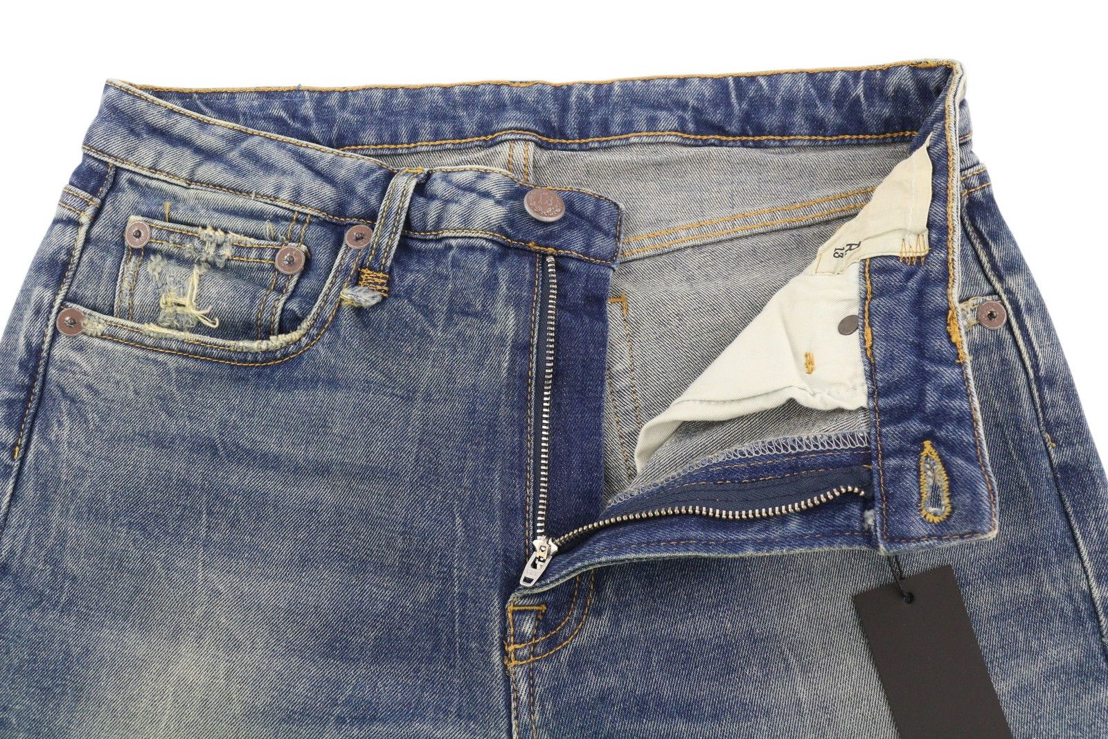 R13 KICK 29 Kelly Stretch Cropped Flared Faded Blue 85428 Size 29" - 5 Thumbnail
