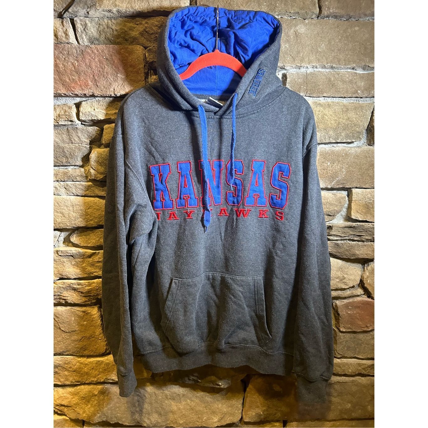 Vintage Vintage Y2K Kansas Jayhawks Embroidered Blue Hoodie Size US M / EU 48-50 / 2 - 1 Thumbnail