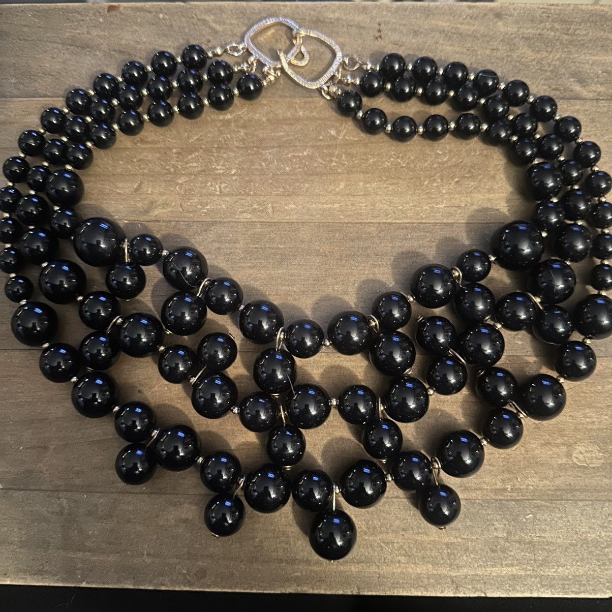 Kenneth Jay Lane Vintage Kenneth Jay Lane triple strand black bead necklace Size ONE SIZE - 2 Thumbnail