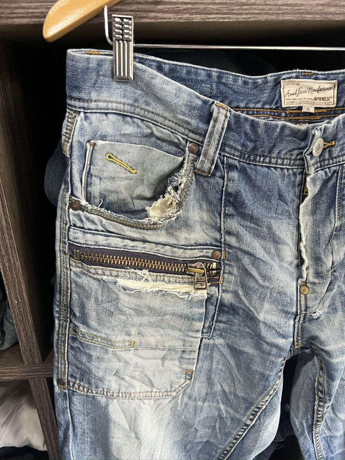 Avirex 🔥Rare Avirex Distressed Denim Size US 35 - 6 Thumbnail