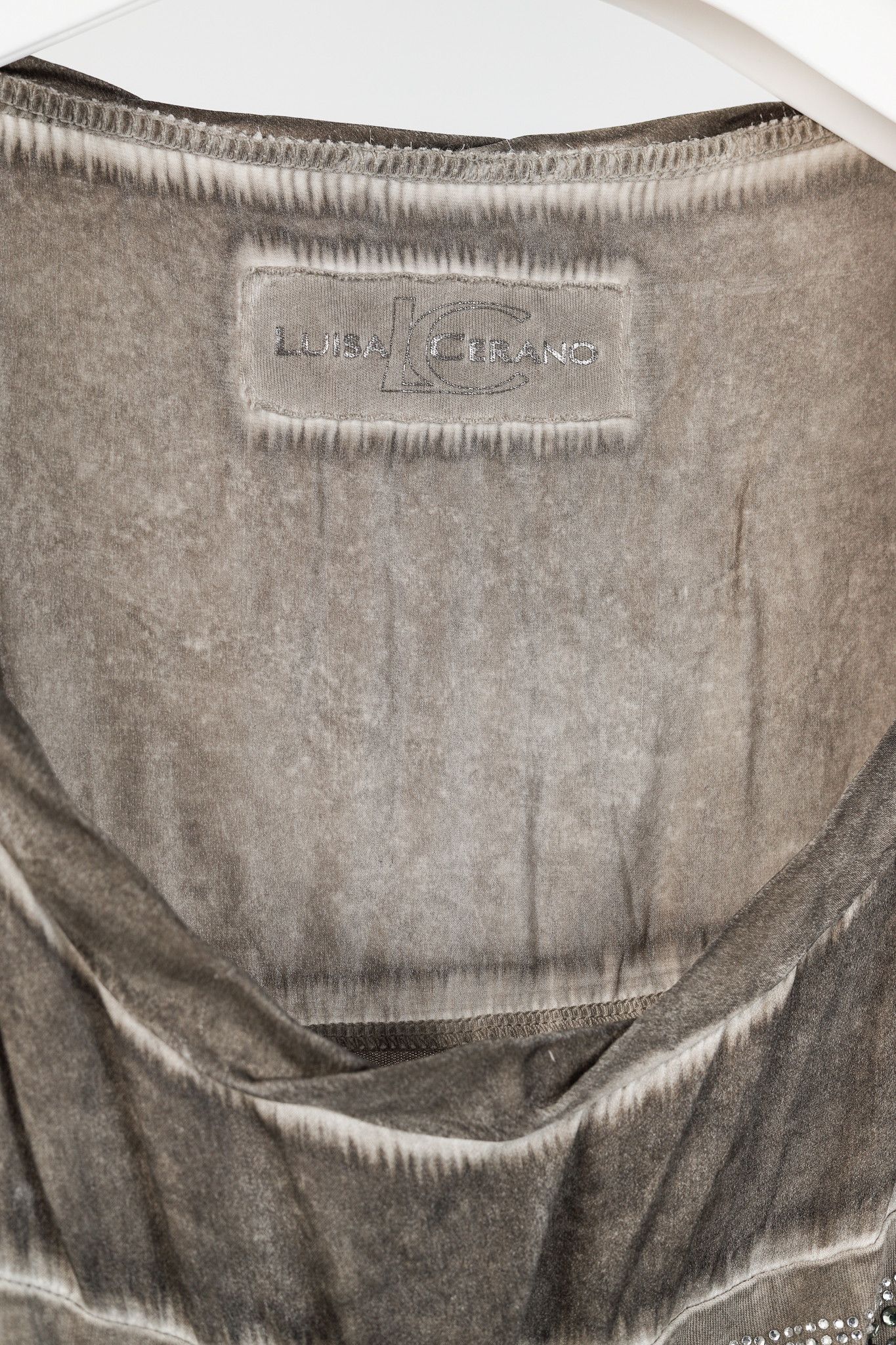 Luisa Cerano Luisa Cerano Grey Faded-Effect Rhinestone Muscle T-Shirt Size M / US 6-8 / IT 42-44 - 4 Thumbnail