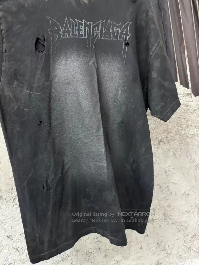 Balenciaga Balenciaga Paris Tower Distressed Tee. Size US XXL / EU 58 / 5 - 5 Thumbnail