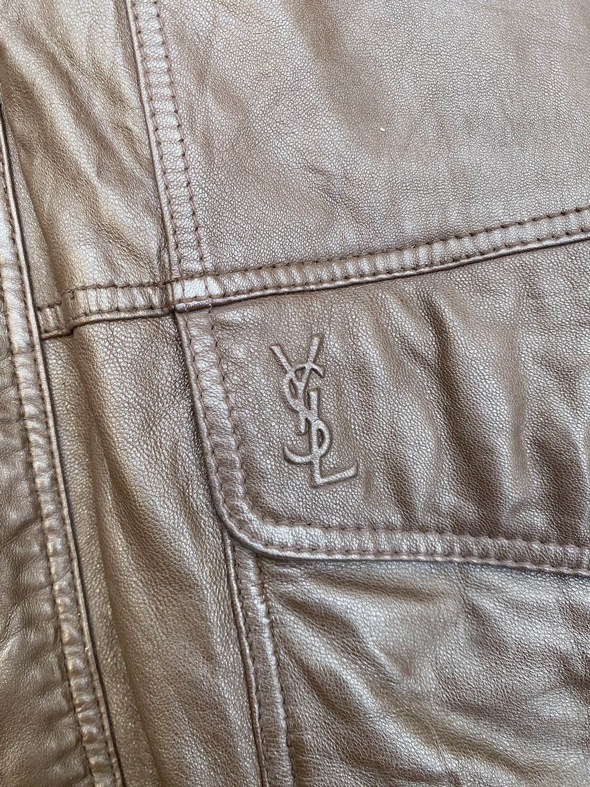 Vintage × Yves Saint Laurent 💥Lamb Skin💥Yves Saint Laurent Leather Coat Size US XL / EU 56 / 4 - 18 Thumbnail