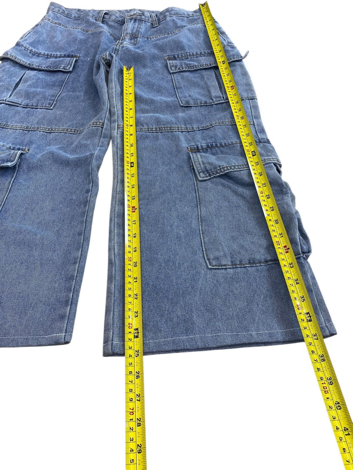 Shein Shein Baggy Light Wash Carpenter Jeans with Utility Pockets Size US 34 / EU 50 - 8 Thumbnail