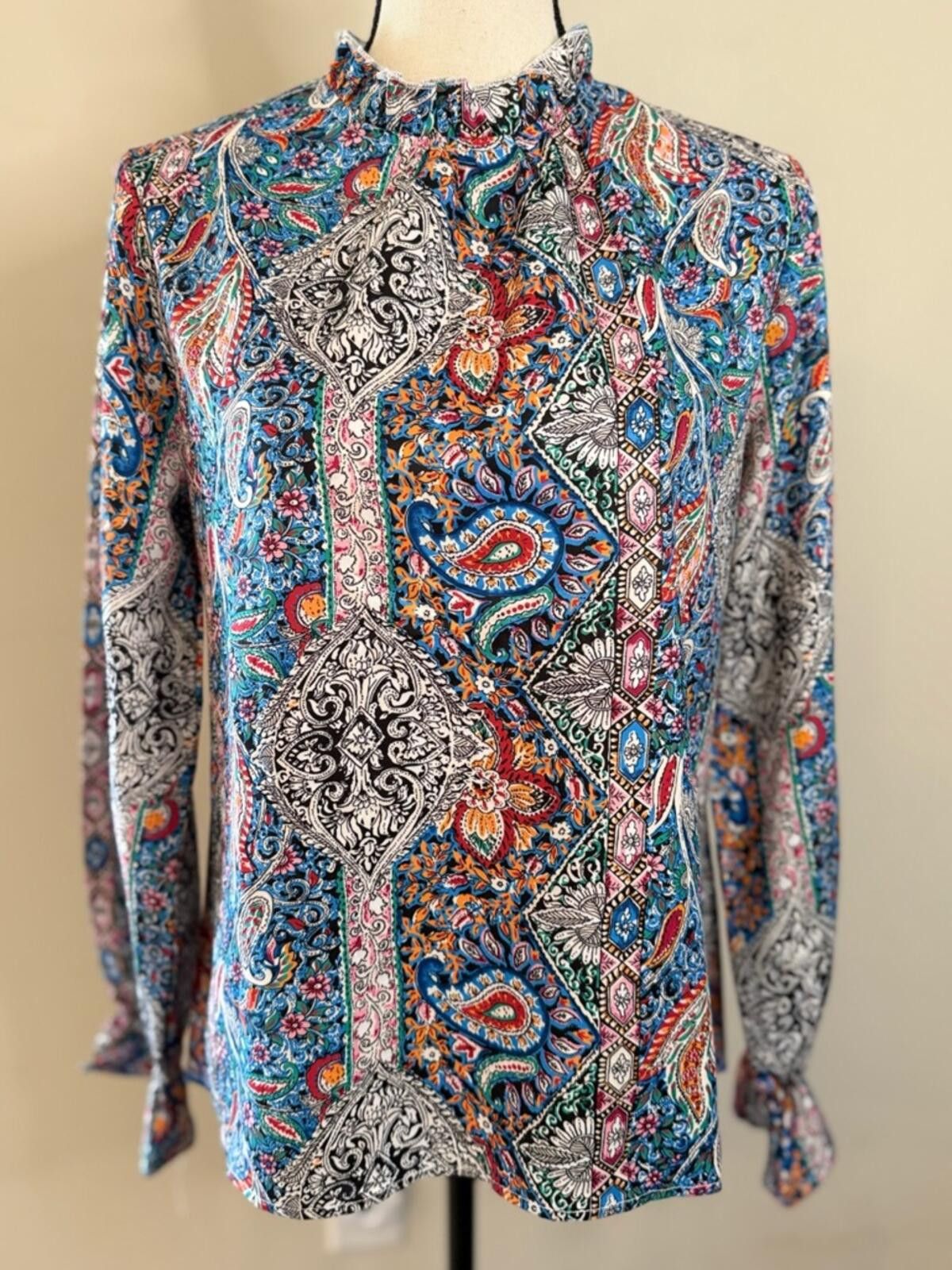 Other Floral paisley top colorful ruffled long sleeve SZ SM Size S / US 4 / IT 40 - 1 Thumbnail