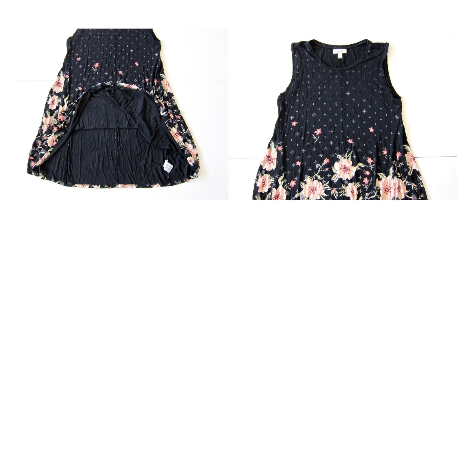Vintage VINTAGE Style & Co Black Pink Floral Jersey Stretch Sleeveless Tunic Tank Dress PL Size L / US 10 / IT 46 - 8 Thumbnail