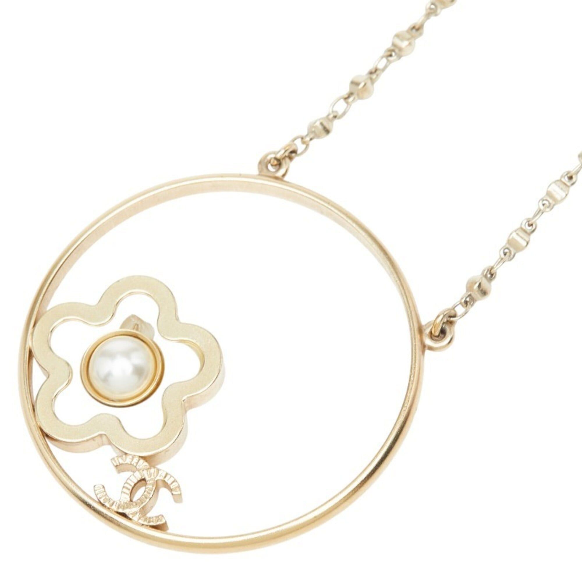 Chanel Chanel Coco Mark Camellia Necklace, Gold Plated, Faux Pearl, Women's. Size ONE SIZE - 1 Thumbnail