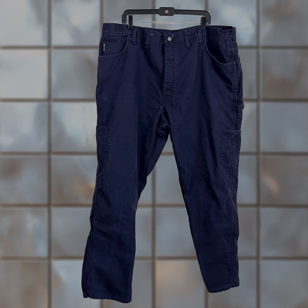 Vintage Bulwark FR Flame Resistant Carpenter Pants Cotton Blend Navy Blue Mens 46x32 Size US 30 / EU 46 - 1 Thumbnail