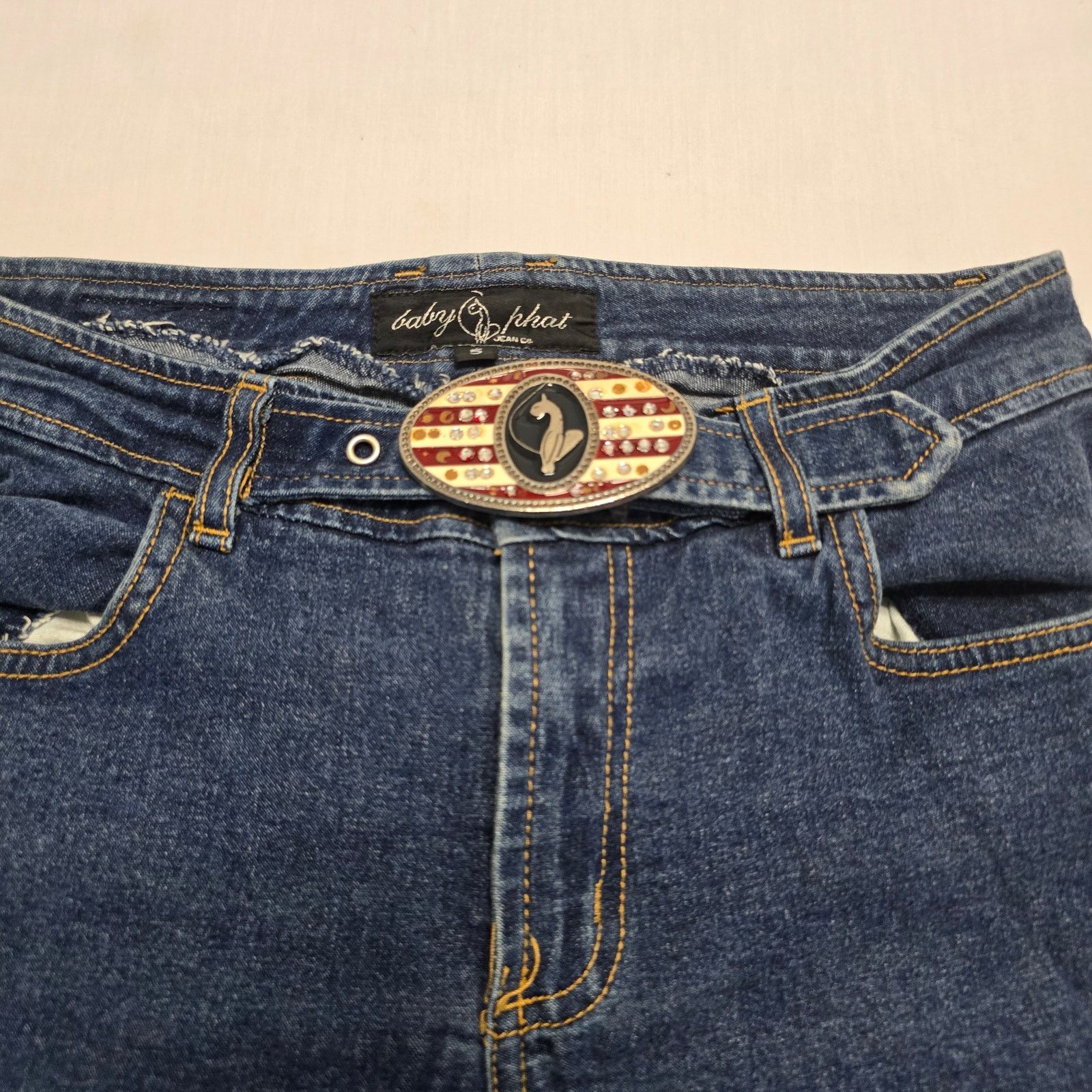 Vintage Vintage Baby Phat Jeans 5 Medium Wash Denim Rhinestone Y2K Size 27" / US 4 / IT 40 - 2 Thumbnail