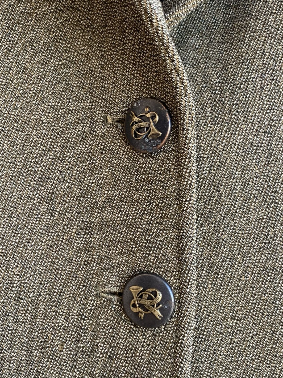 Hermes Sellier Paris Equestrian Riding Wool Tweed Blazer Jacket 80s Size L / US 10 / IT 46 - 8 Thumbnail