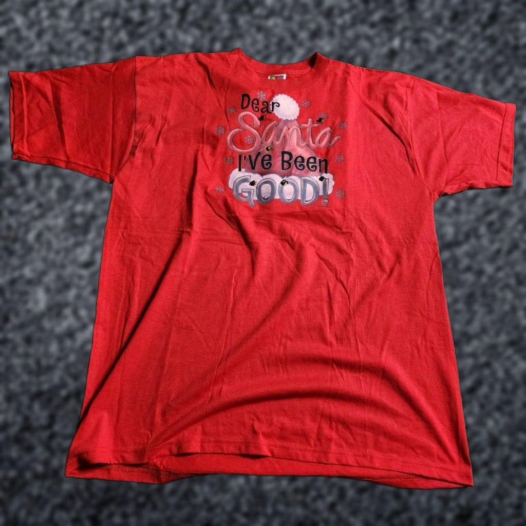 Fruit Of The Loom VINTAGE Fruit of the Loom Dear Santa I've Been Good Light Up T Shirt Mens XL Red 90s Y2K Indie Skater Christmas Lights Works Size US XL / EU 56 / 4 - 1 Thumbnail