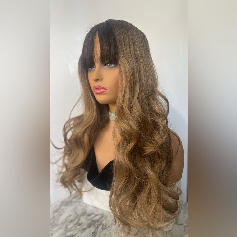 Other Balayage dark Roots Medium ash Blonde with bangs Wig 22 Inc Size ONE SIZE - 3 Thumbnail
