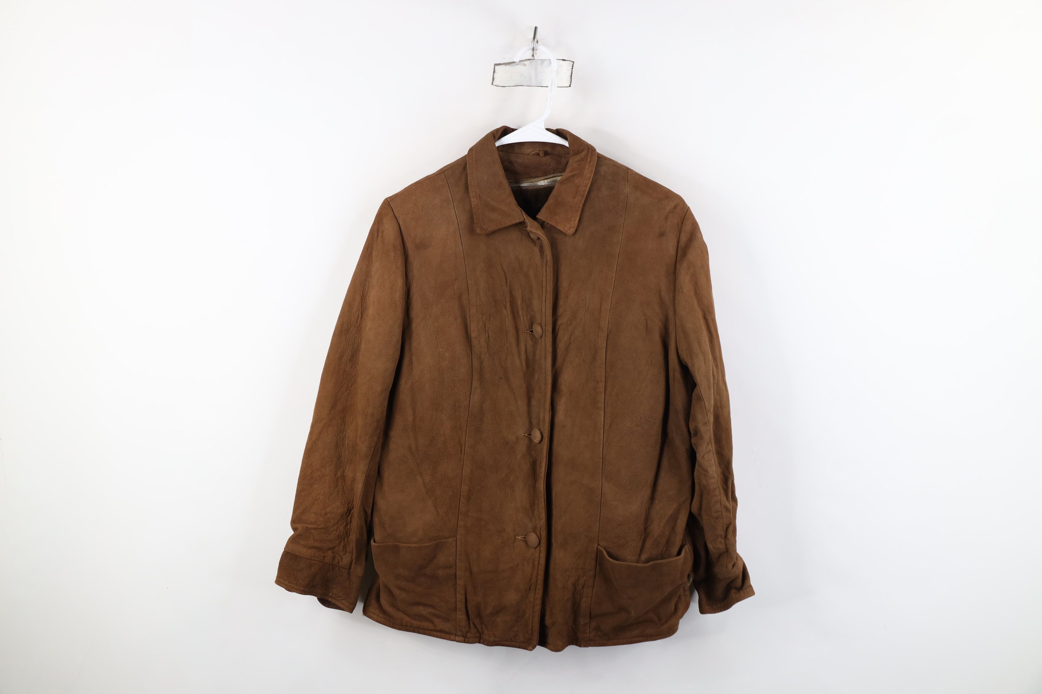 Vintage Vintage 50s Streetwear Lined Suede Leather Jacket Brown Size S / US 4 / IT 40 - 1 Thumbnail