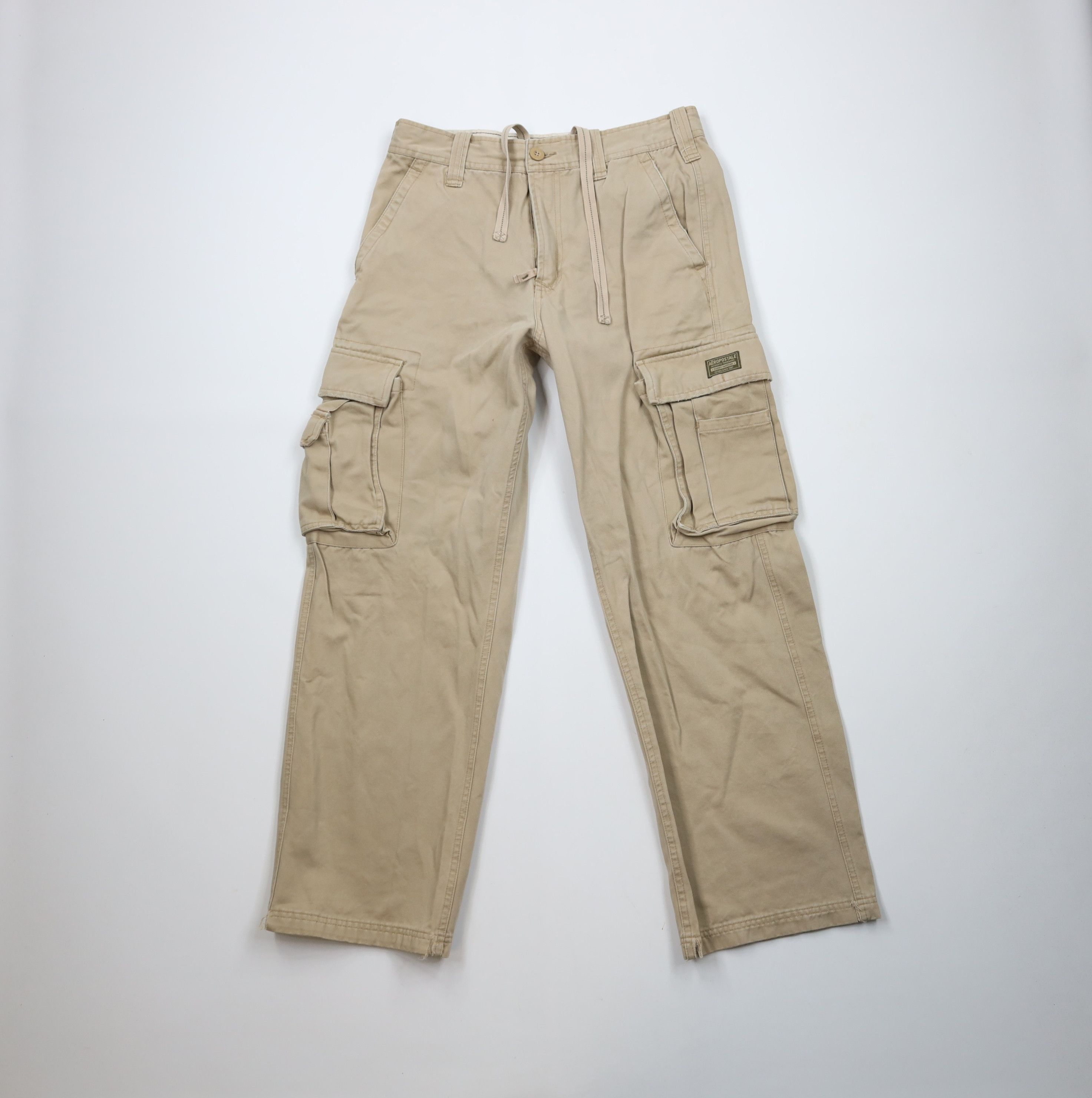 Aeropostale × Vintage Vintage 90s Y2K Aeropostale Baggy Wide Leg Cargo Pants Beige Size US 31 - 1 Thumbnail