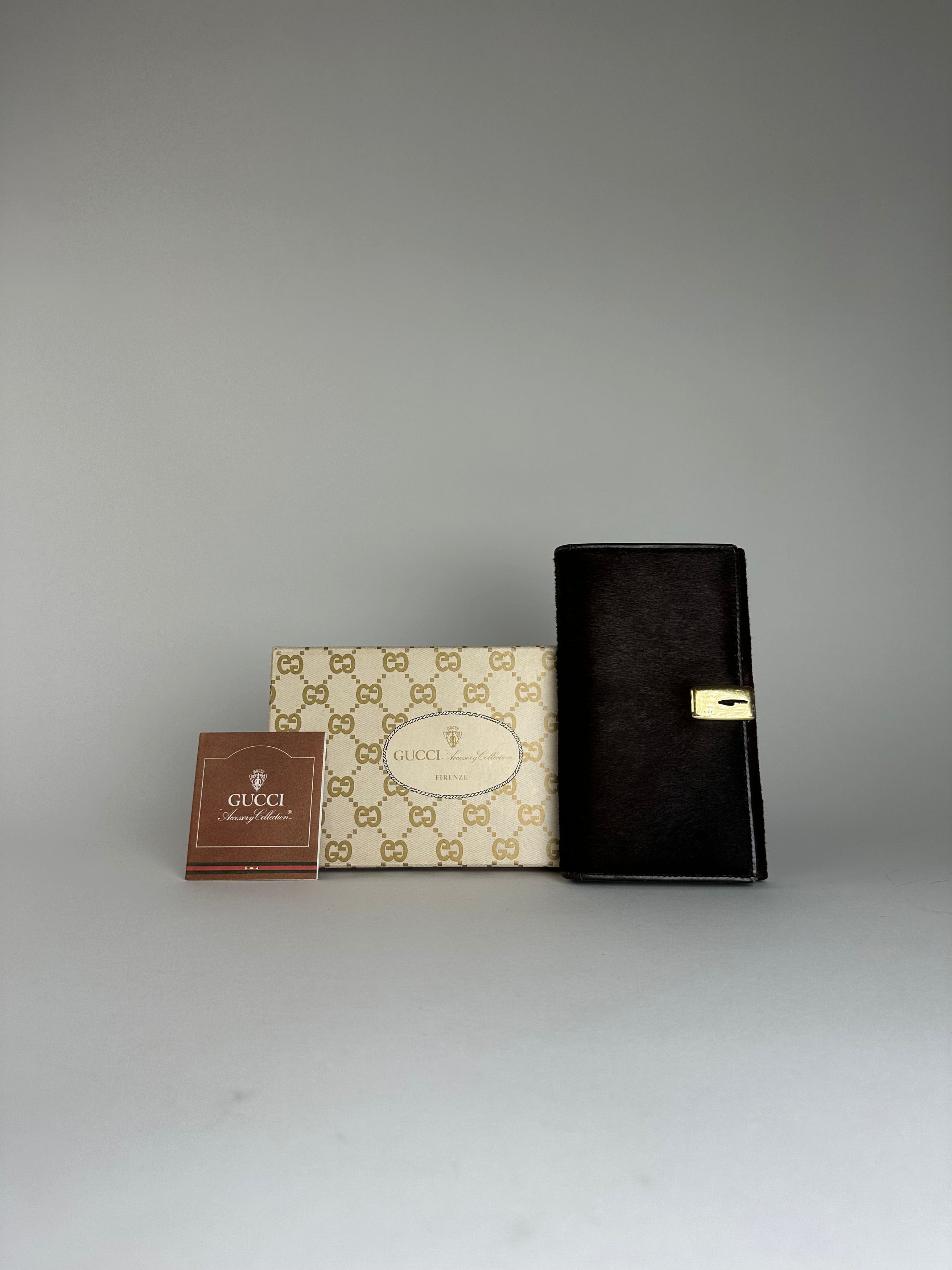 Gucci Vintage Accessory Collection Pony Hair Long Wallet Dark Brow Size ONE SIZE - 1 Thumbnail