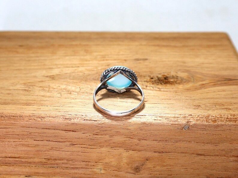 Handmade Chalcedony Ring: 925 Sterling Silver Ring, March Birthstone Size ONE SIZE - 6 Thumbnail