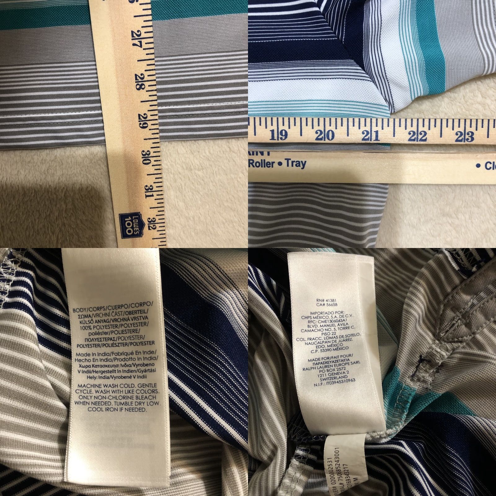 Chaps Chaps Medium Golf Polo Shirt Light Gray Striped Short Sleeve Casual Mens Size US M / EU 48-50 / 2 - 8 Thumbnail