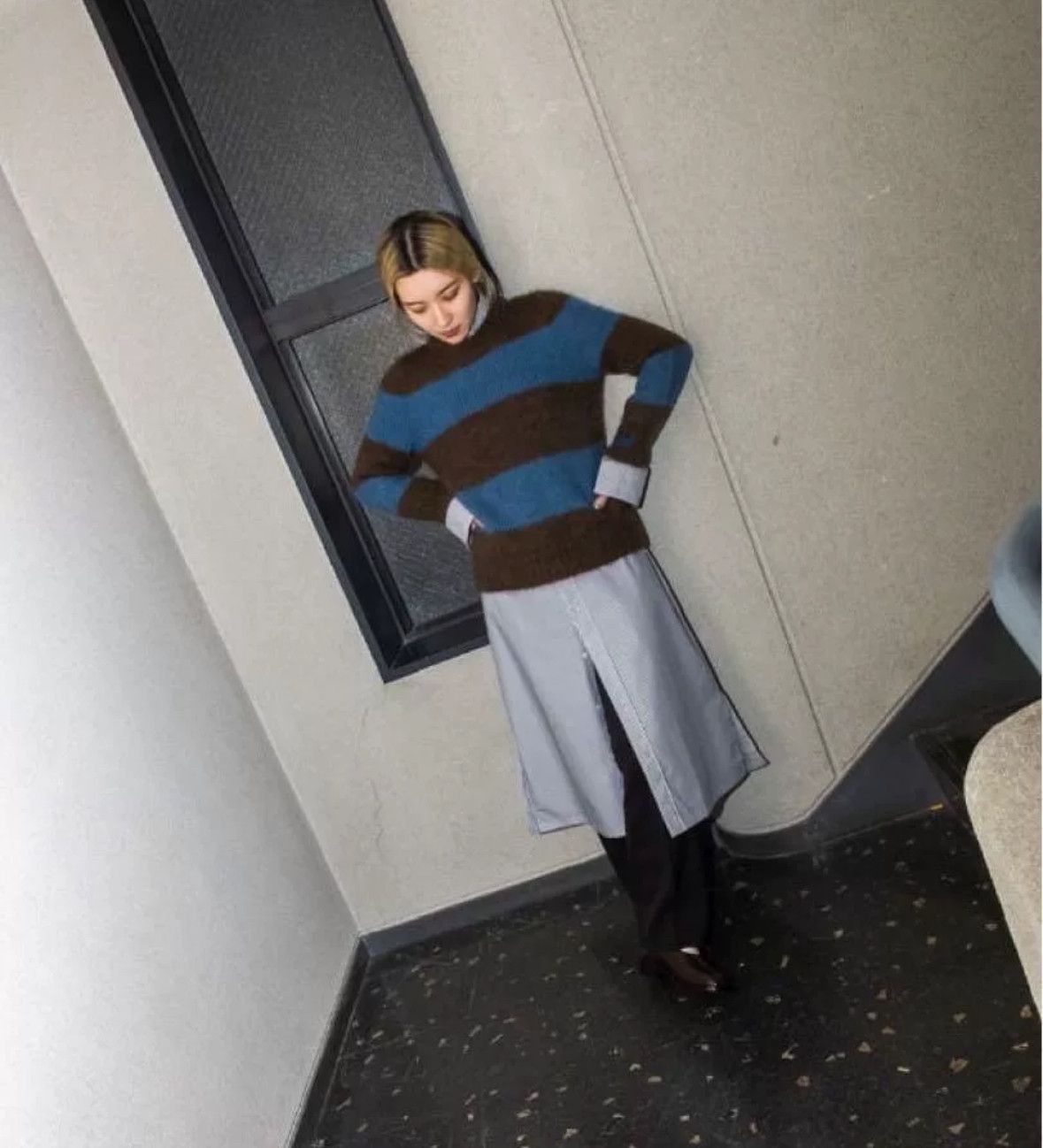 Raf Simons 22AW Trimmed Reversible Stripe Short Sweater-250