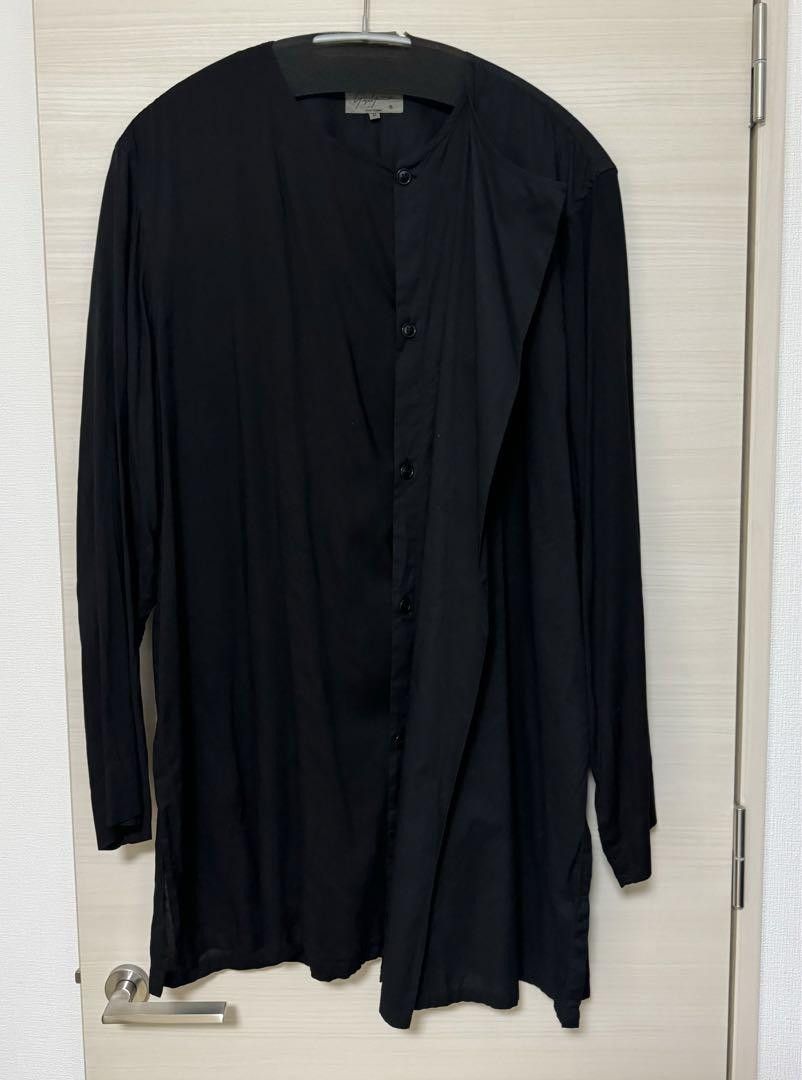 image of Yohji Yamamoto Pour Homme 18Ss Collarless Blouse in Black, Men's (Size Large)