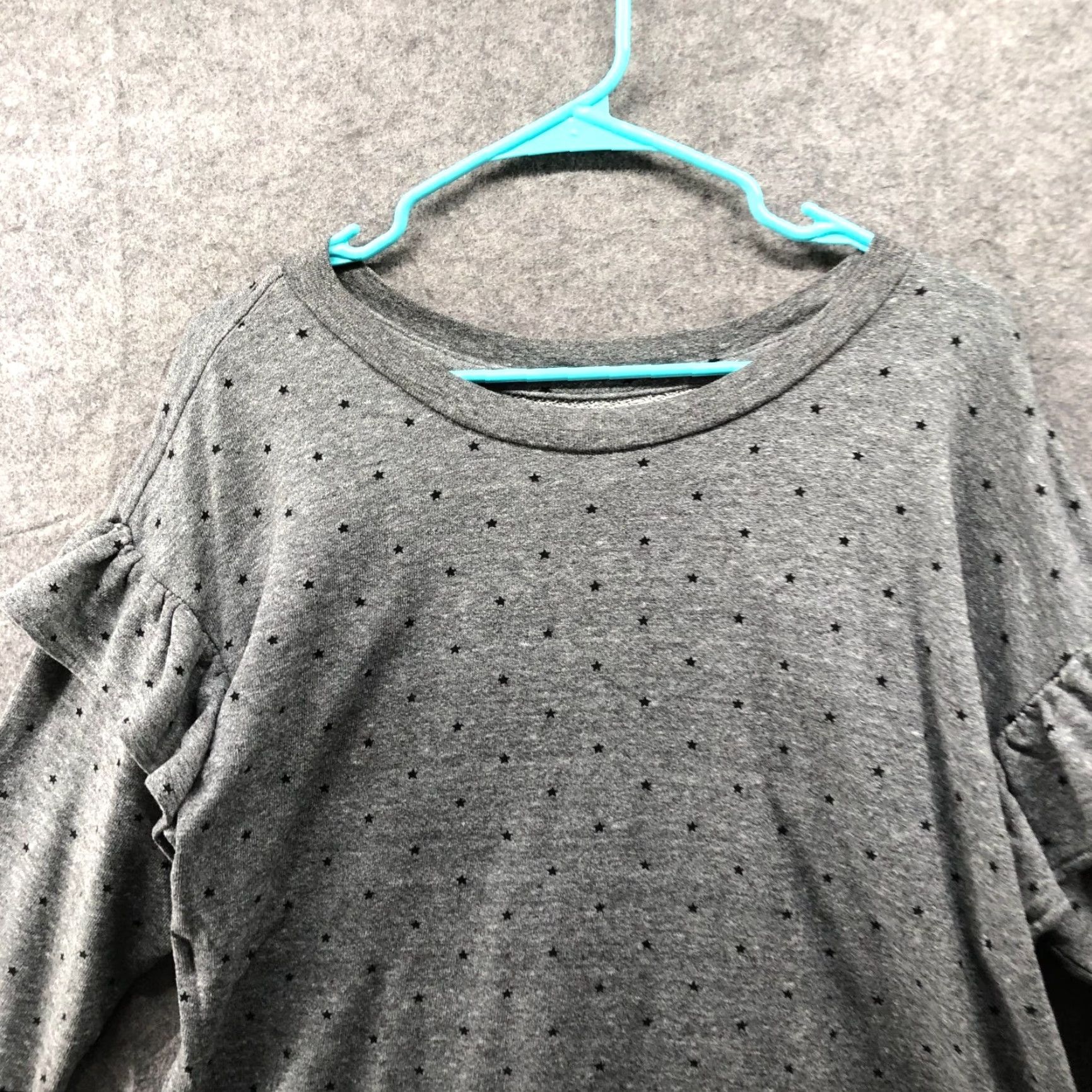 Vintage Current/Elliott Sweatshirt Womens Size S Gray Star Print Lightweight Ruffle Crewneck Pullover Size S / US 4 / IT 40 - 3 Thumbnail