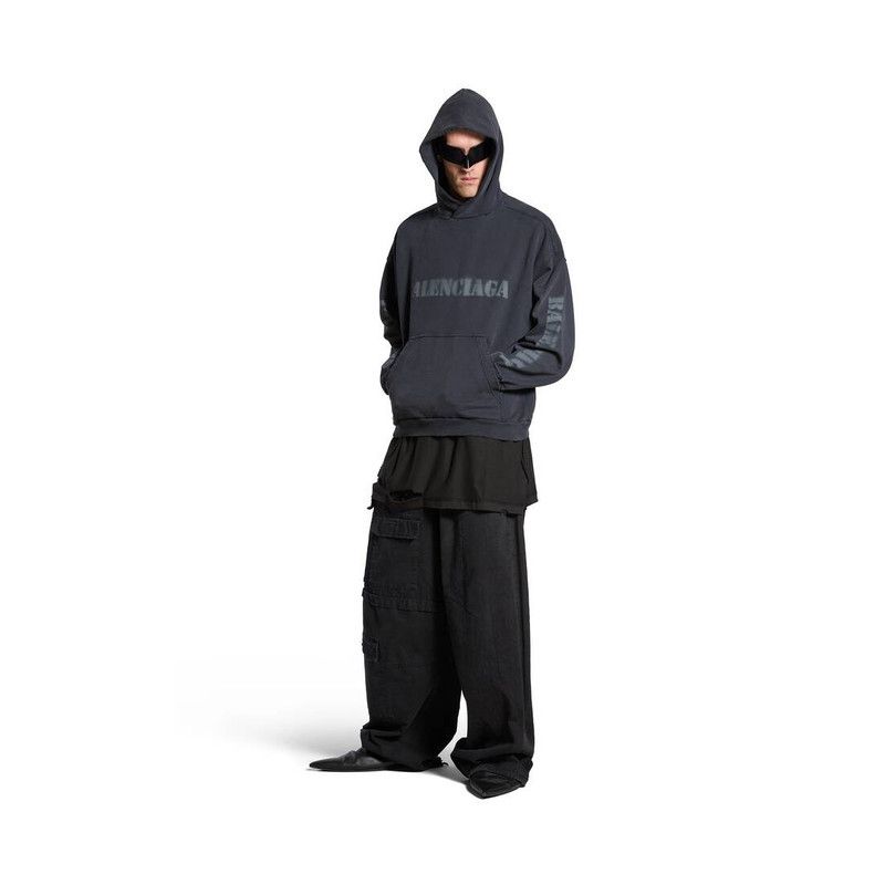 Balenciaga o1bcso1str0226 Stencil Type Hoodie Medium Fit In Black Size US M / EU 48-50 / 2 - 2 Thumbnail