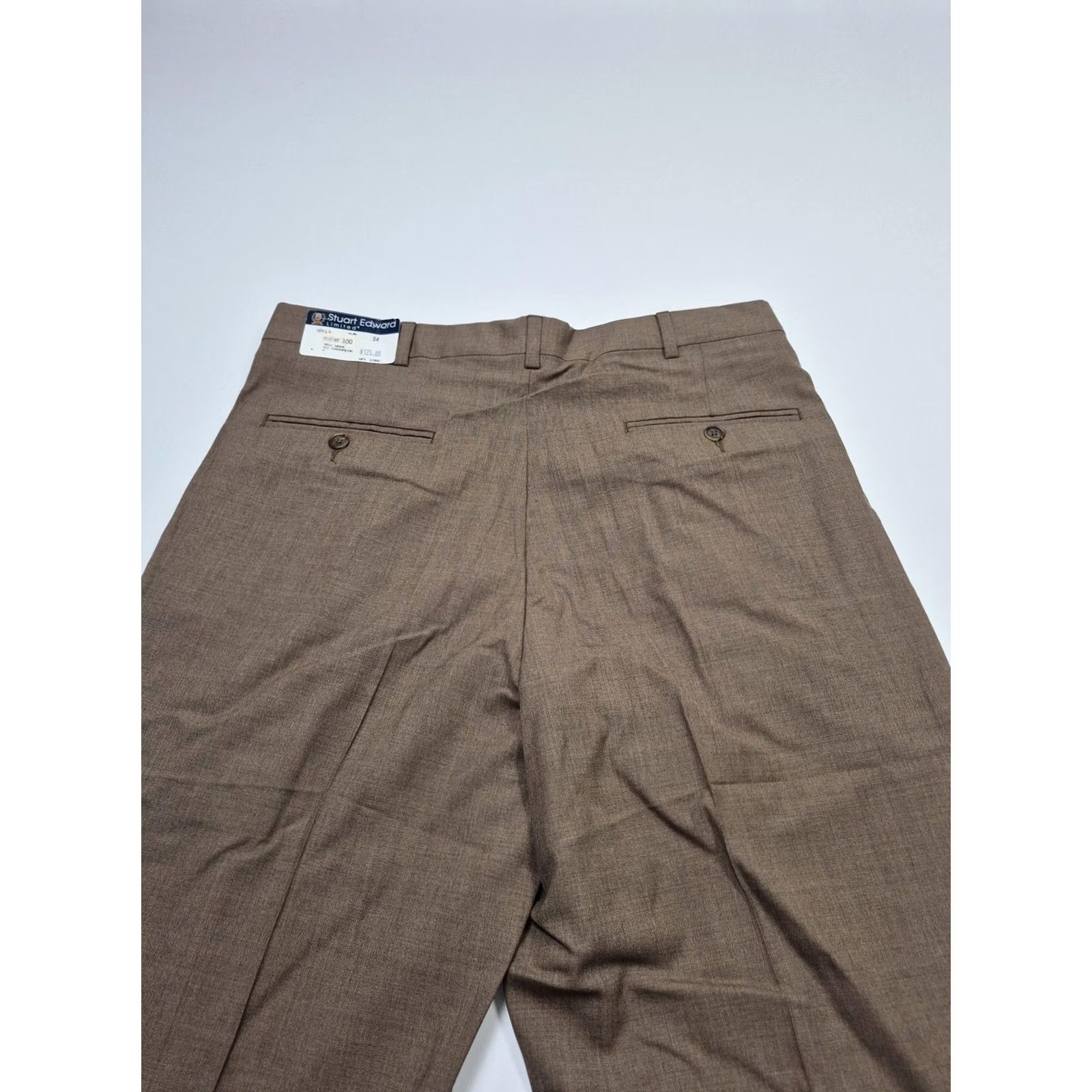 Vintage Stuart Edward Limited Dress Pants Mens 34x36 Beige Wool Pleated Unhemmed NWT Size US 34 / EU 50 - 6 Thumbnail