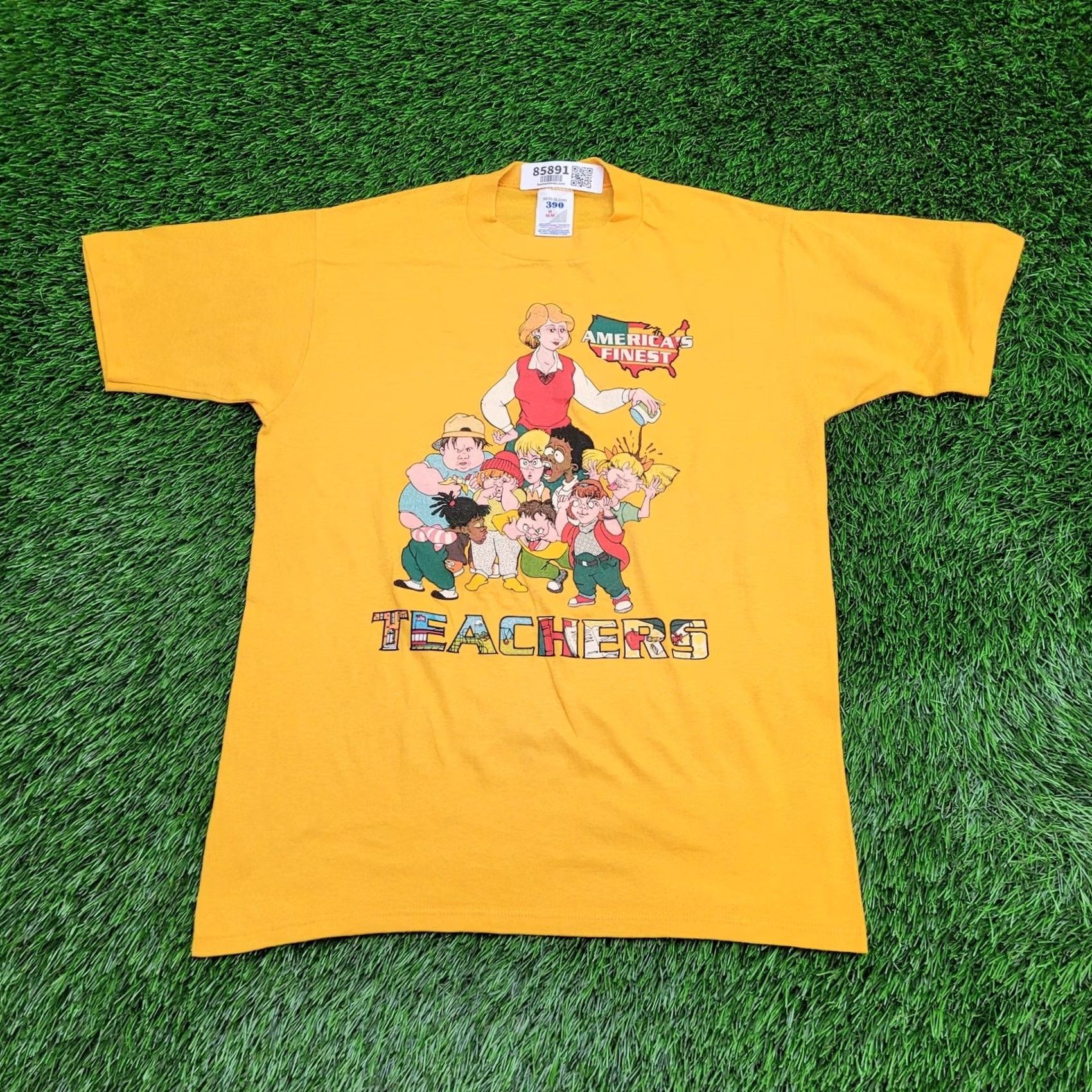 Vintage VINTAGE Teachers Day Shirt Womens S/M Yellow 1990S Crew Neck Graphic Tee Casual Short Sleeve Size M / US 6-8 / IT 42-44 - 2 Thumbnail