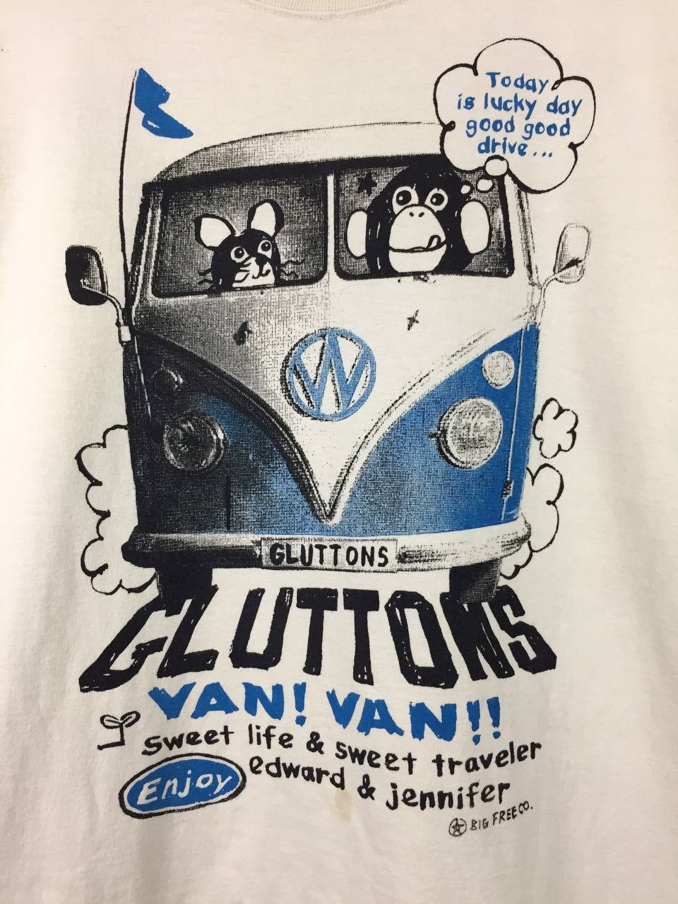 Japanese Brand Vtg Free Company GLUTTONS VW Van Route 66 Long Sleeve Tee Size US S / EU 44-46 / 1 - 4 Thumbnail