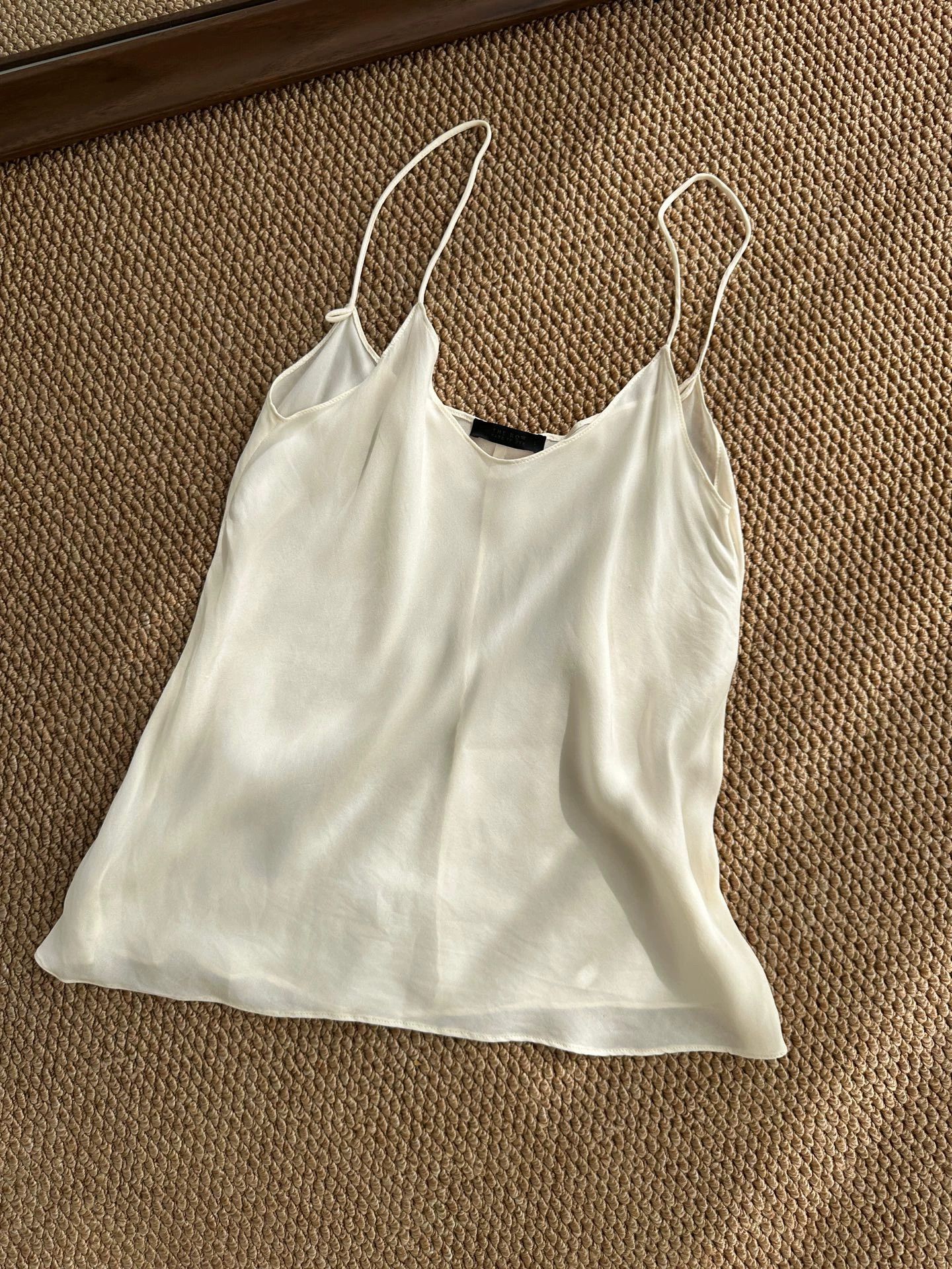 The Row THE ROW Wavy Hem Silk Thin Strap White Top L Size L / US 10 / IT 46 - 1 Thumbnail