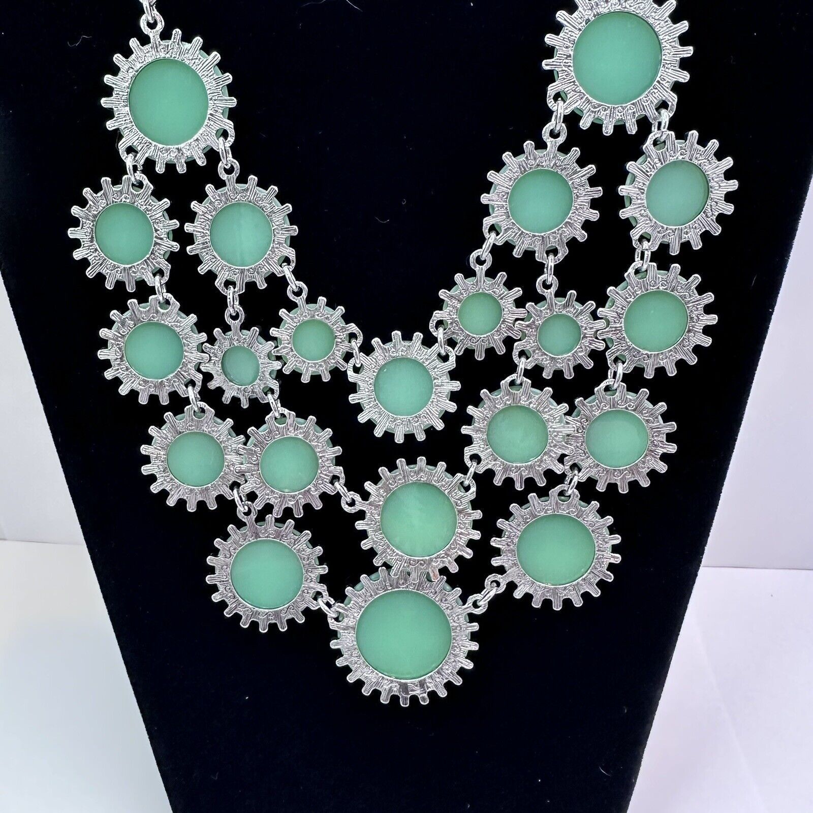 Unknown London Chunky Statement Mint Green Silver Tone Chain Necklace mcm Size ONE SIZE - 3 Thumbnail