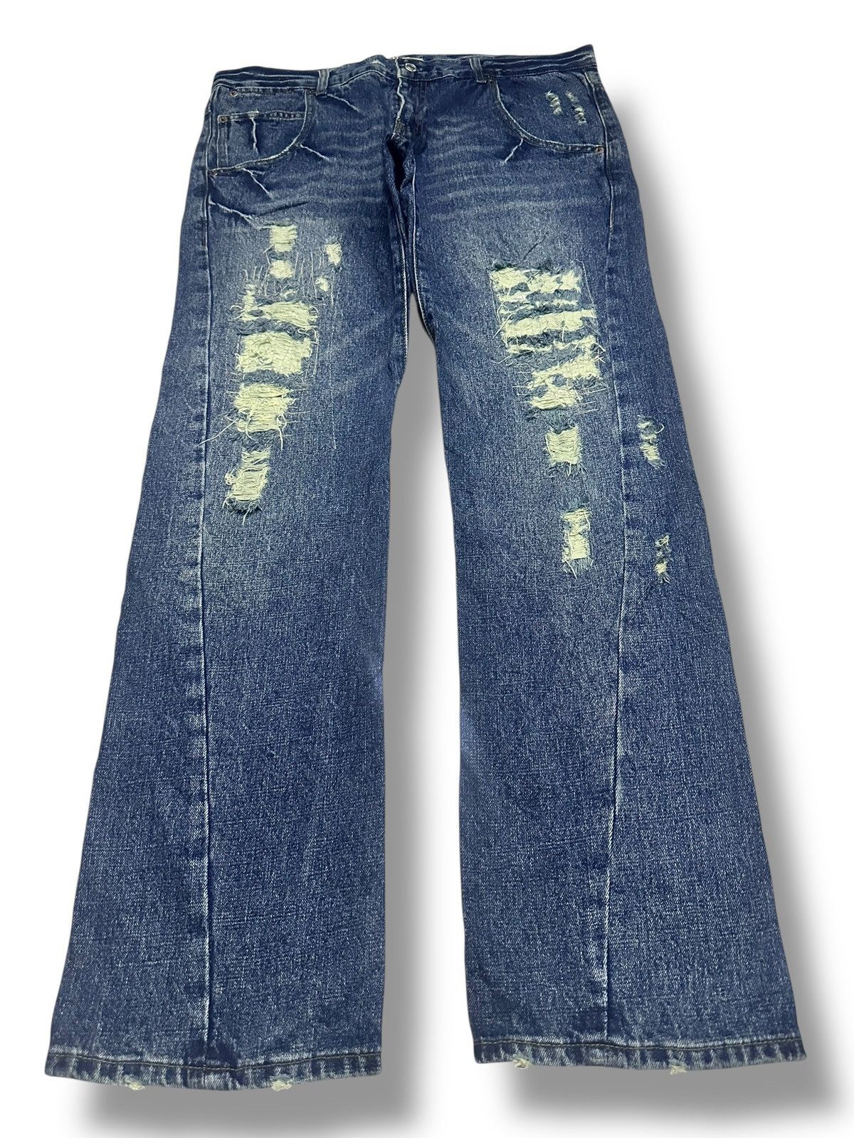 Japanese Brand Vintage Reac Distressed Jeans Baggy Loose Style & Faded Wash Size US 36 / EU 52 - 1 Thumbnail