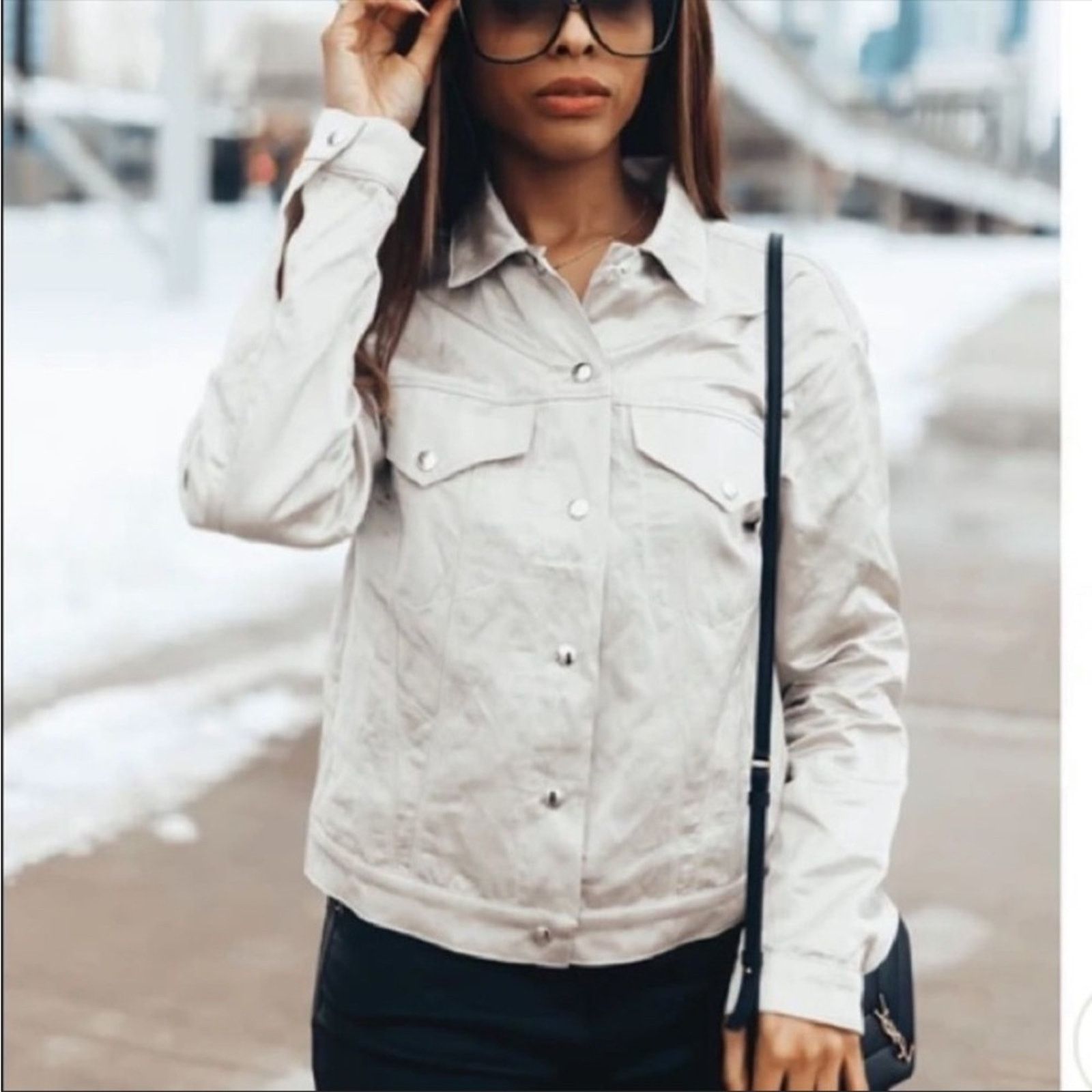Rta RtA Erika buttoned boyfriend jacket S Ivory Shine Size S / US 4 / IT 40 - 3 Thumbnail