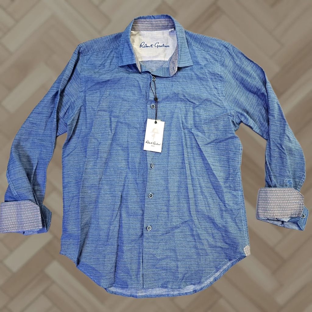 Robert Graham Robert Graham Shirt Mens Small Blue Brixton Geometric Long Sleeve Button Front Size US S / EU 44-46 / 1 - 1 Thumbnail