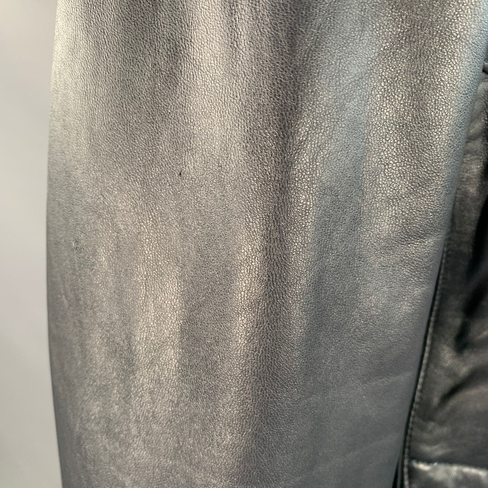 BUGATCHI BUGATCHI Size L Navy Lambskin Leather Moto Racer Jacket Size US L / EU 52-54 / 3 - 8 Thumbnail