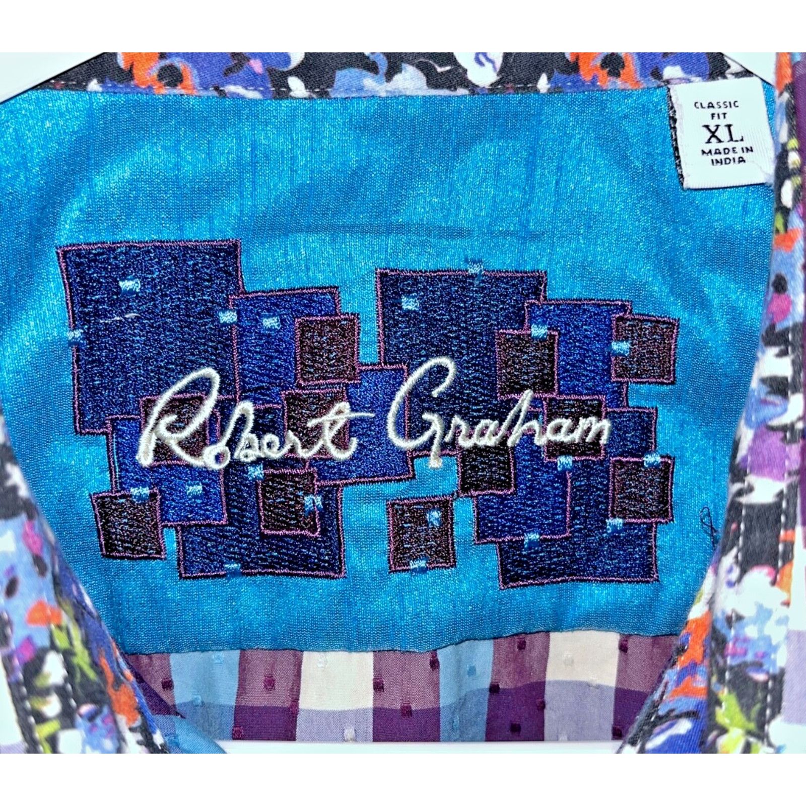 Robert Graham Robert Graham Griswold Check Short Sleeve Shirt Purple XL Size US XL / EU 56 / 4 - 6 Thumbnail