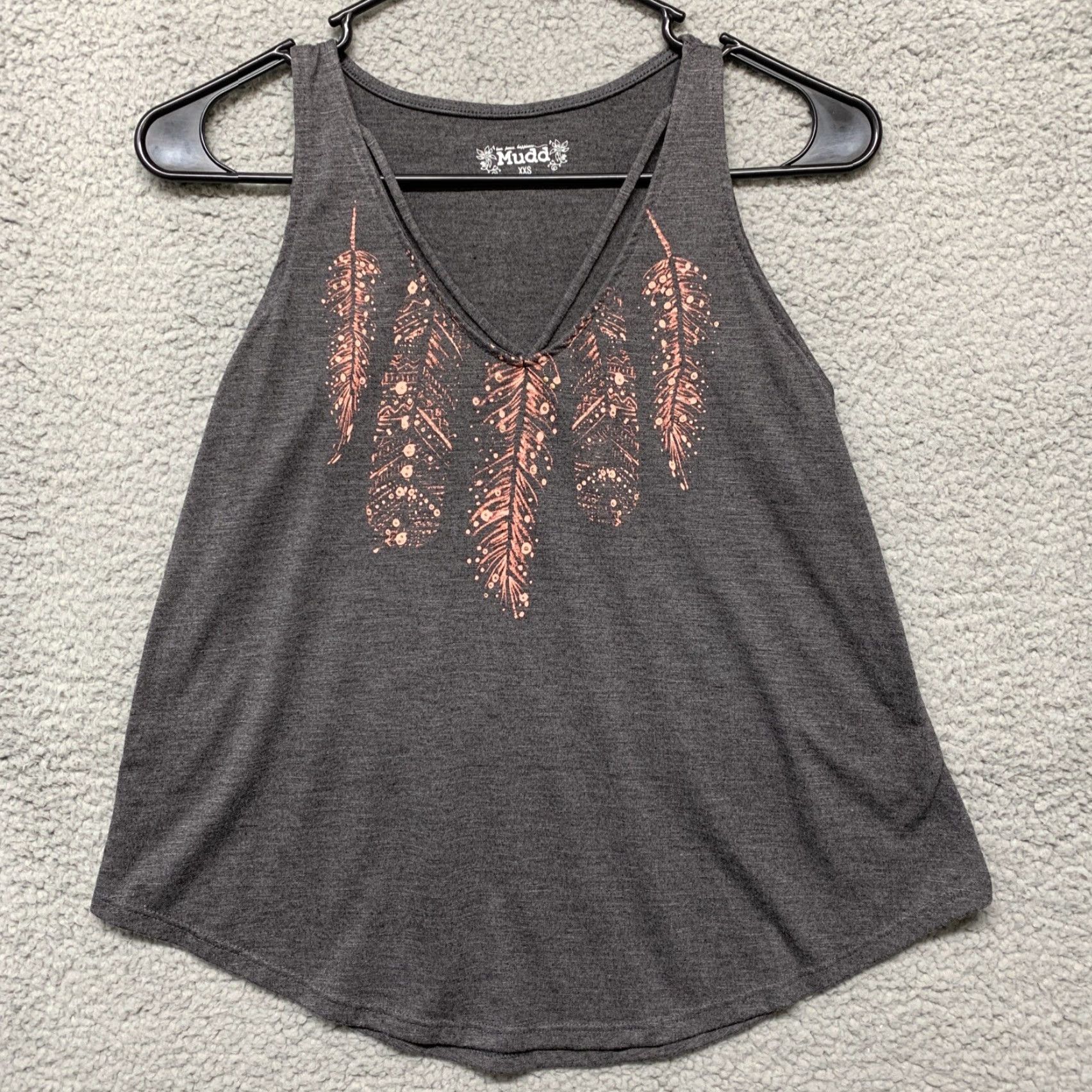 Pinko Mudd Womens Tank Top Gray Pink Feather Graphics Size XXS Size XXS / US 00 / IT 34 - 2 Thumbnail
