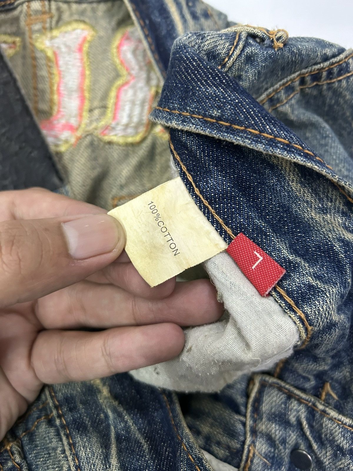 Japanese Brand Japanese Y2k Big Patch embroidered logo Mudwash Short Jeans Size US 35 - 11 Thumbnail