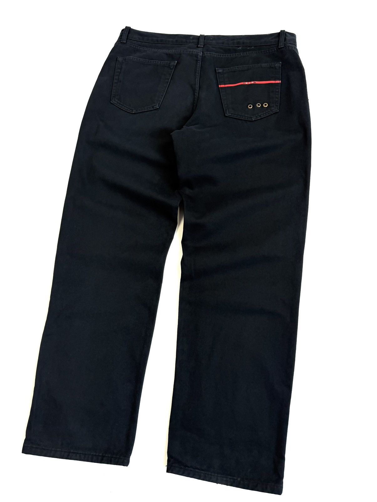 Prada 90-00s Prada Linea Rossa Archive Black Pants Red Tab Vintage Size US 38 / EU 54 - 4 Thumbnail