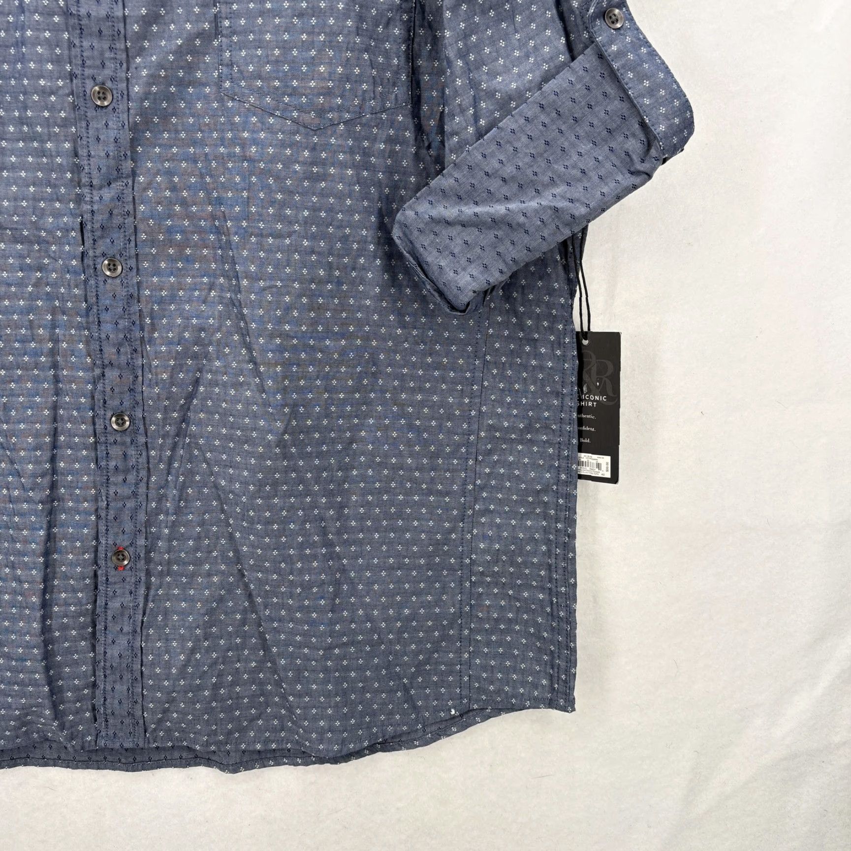 Vintage Rock & Republic Shirt Mens 2XL Blue Print Iconic Button Front Long Sleeve Grunge Size US XXL / EU 58 / 5 - 3 Thumbnail