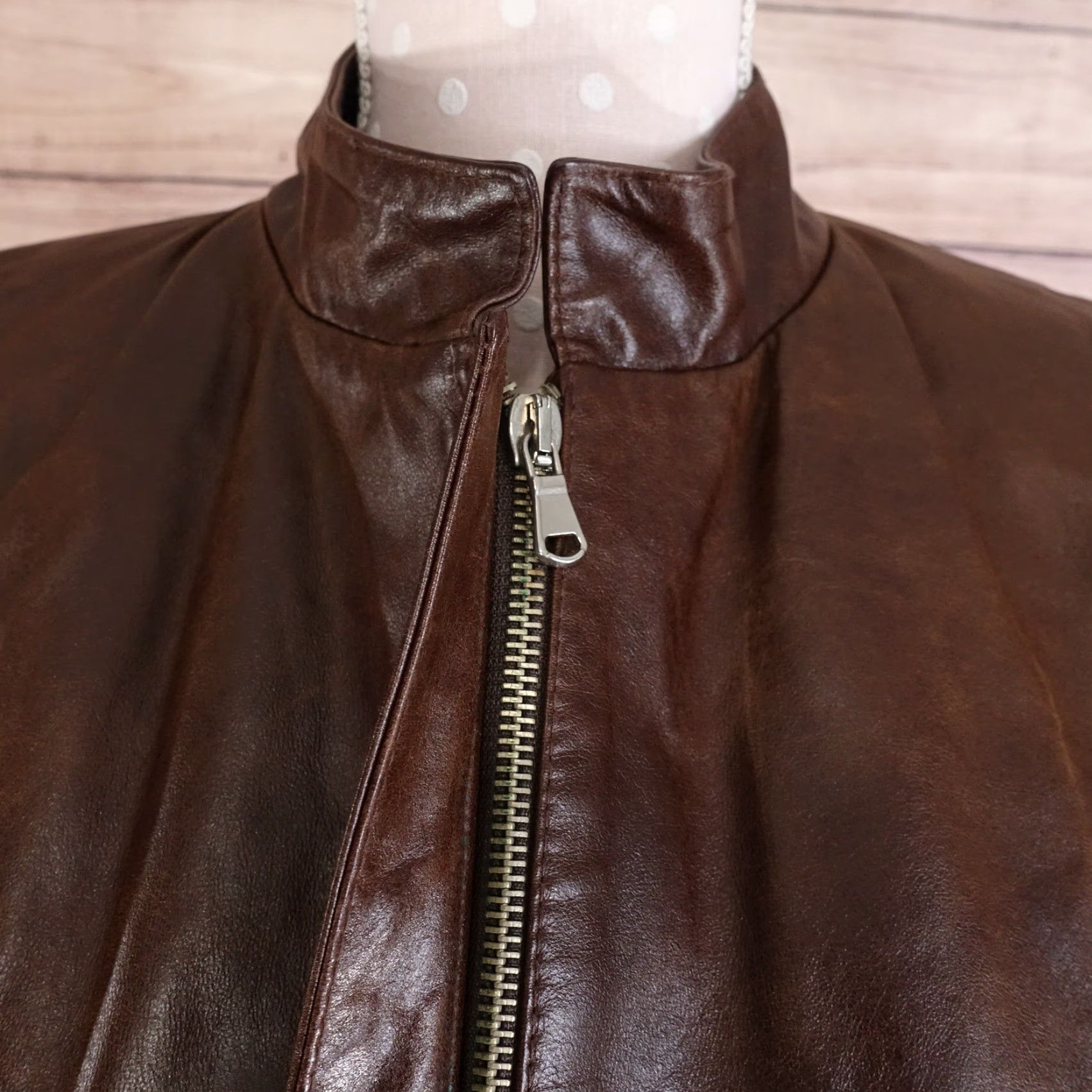 Vintage Vintage ADAM Made in Italy Leather Vera Pelle Brown Zip Women's Jacket, Size Large, Casual Style Size L / US 10 / IT 46 - 3 Thumbnail